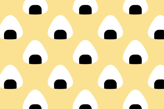 Vector seamless pattern with onigiri in retro style
