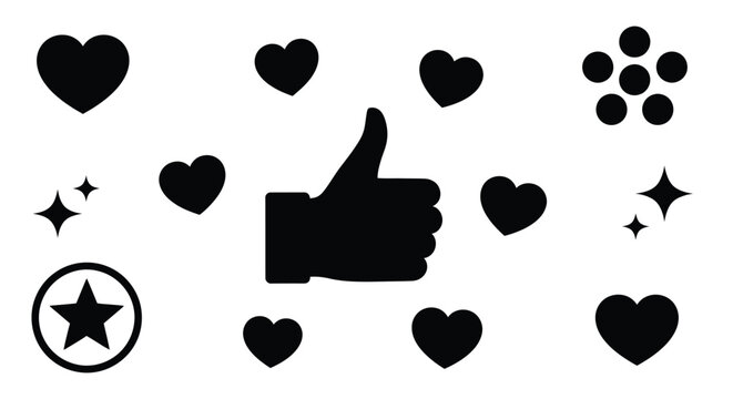 Show some love with this thumbs up and heart icon collection set
