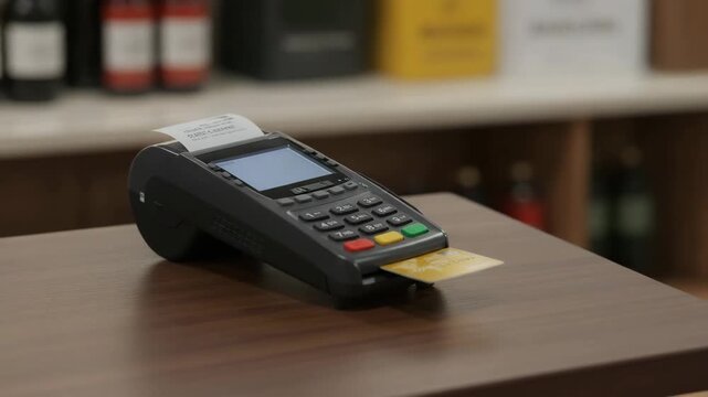 Credit card payment processing through terminal. Contactless payment, retail checkout, store purchase, POS system, business banking, card reader, cashless payment, financial transaction service