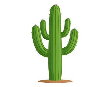 Digitally created, vibrant green cactus, with segmented arms, and base