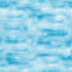 A seamless background pattern of blue watercolor spots. This watercolor illustration is perfect for projects, such as nautical-themed interiors, swimming pools, and children's rooms.