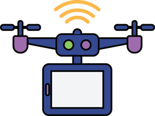 Drone technology wireless communication delivery quadcopter remote modern innovation aerial�Drone with wireless signal modern technology and delivery concept featuring quadcopter design and remote