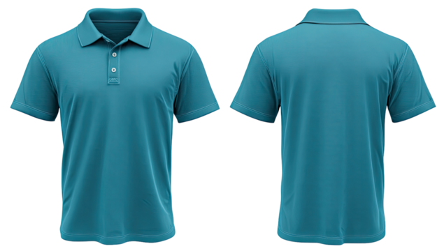 Teal polo shirt, front and back views (1)