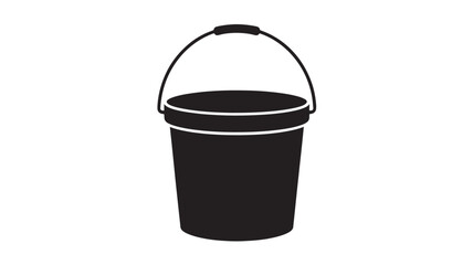 Black bucket vector icon simple flat design element isolated on white background
