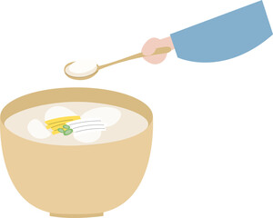 새해 설 떡국 먹는 손