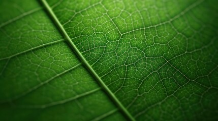 close up macro shot of green leaf, highly detailed, intricate leaf veins, natural textures, realistic, natural lighting, sharp focus, vibrant colors
