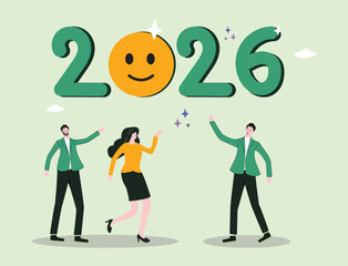 The year “2026” appears in bold green numbers, reflecting a festive celebration of the approaching new year and symbolizing optimism, professional success, and fresh business goals.