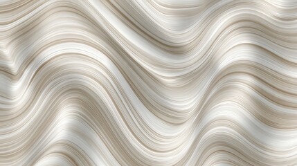 Flowing wavy pattern of soft beige, brown and white lines forming an elegant, organic texture that suggests smooth movement and modern design friendly background space
