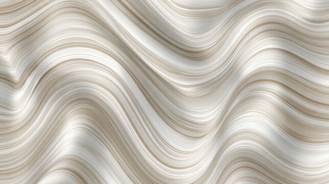Flowing wavy pattern of soft beige, brown and white lines forming an elegant, organic texture that suggests smooth movement and modern design friendly background space
