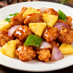 Sweet and Sour Chicken with Pineapple and Bell Peppers