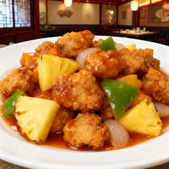 Sweet and Sour Chicken with Pineapple and Bell Peppers