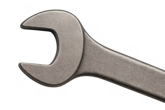 Metal wrench providing essential tool for repair, service, maintenance, and construction work, isolated on transparent background