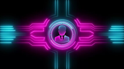 User profile interface with glowing circuit lines and digital network design, showcasing futuristic technology, data flow, and modern AI-powered system visuals on a dark background - Powered by Adobe