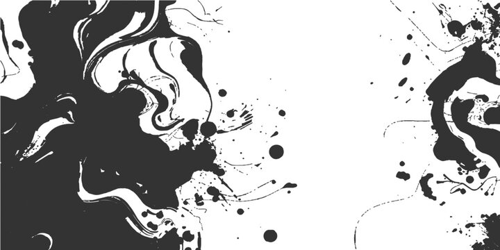Abstract vector grunge background with black ink splatter texture and decorative paint blots