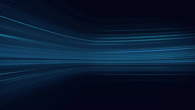 Colored air flow moving from left to right and increasing towards the end. Abstract blue wave light glowing line seamless loop Air flow arranged in a wave-like pattern on black background 3d animation