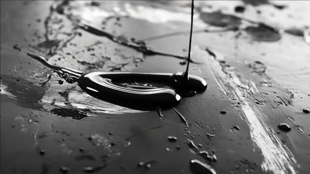 Artistic moment captured of a paint brush being dipped into a pool of colorful paints.