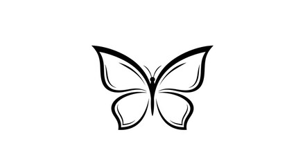 Black and white butterfly design with stylized wings and body