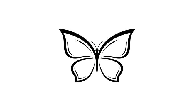 Black and white butterfly design with stylized wings and body - Powered by Adobe