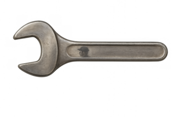Single wrench for repair and maintenance, essential hardware tool for construction and industrial work, transparent background
