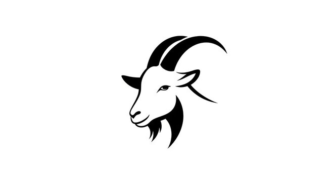 Silhouette of a goat head showing curved horns and a pointed beard