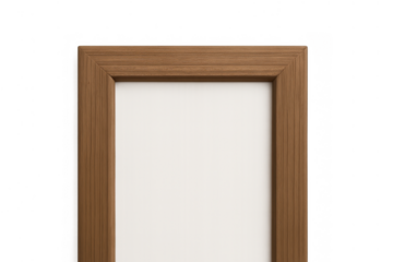 Wooden door frame and white panel creating an empty interior opening or entrance on a transparent background