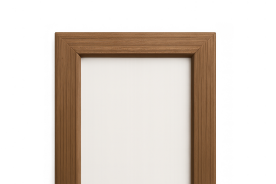 Wooden door frame and white panel creating an empty interior opening or entrance on a transparent background - Powered by Adobe