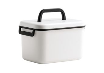 White food container with black handles