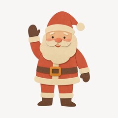 Fototapeta premium Cute paper Santa waving illustration.