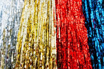 Sparkling tinsel curtain background with soft light