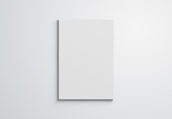 Magazine mockup on blank surface. Cover template isolated on white. 3D rendering