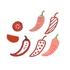 hot chili pepper. Red chili pepper hand drawn illustration. Vibrant red chili pepper illustration. Hand drawn red chili pepper. Red chili pepper doodle.