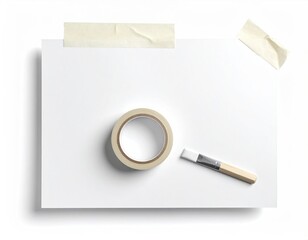 Blank sheet taped, with brush and roll