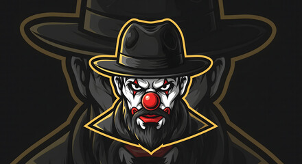 Fototapeta premium A Mischievous Clown Bandit in a Hat Mascot Character Design