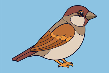 Cute sparrow bird cartoon vector