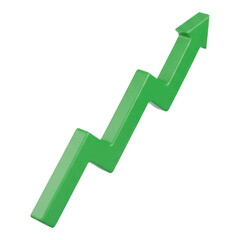 3d rendered green arrow symbolizing business growth, financial success, and market trend increase