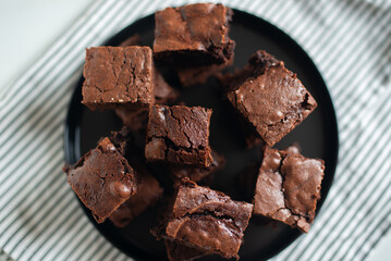home made dark chocolate brownies 