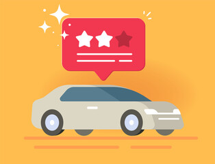 Car review rating stars service icon vector, auto vehicle rank grade graphic modern design, transport satisfaction assessment evaluation illustration, automobile rental drive score mark estimate image