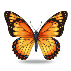 Realistic Illustrated Orange Butterfly Isolated on White