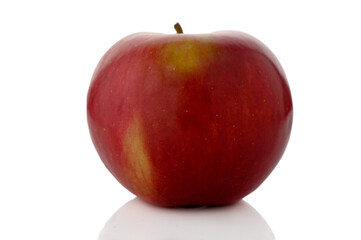 Red Apple with Yellow Side on White Background Juicy and Glossy