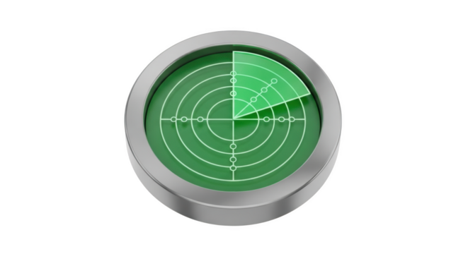 Green Radar Screen Displaying Targets and Sweep Line technology navigation