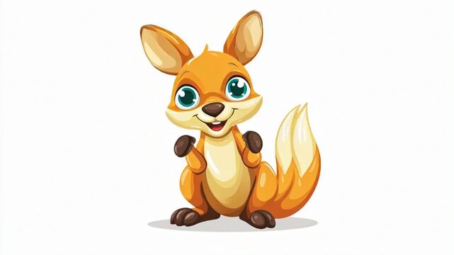 Cartoon illustration of a cute baby kangaroo with big eyes and a happy expression.