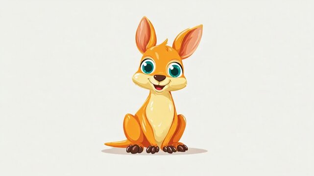 Cartoon kangaroo sitting with a smile on a white background.