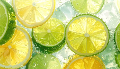 Citrus slices in bubbly, refreshing liquid