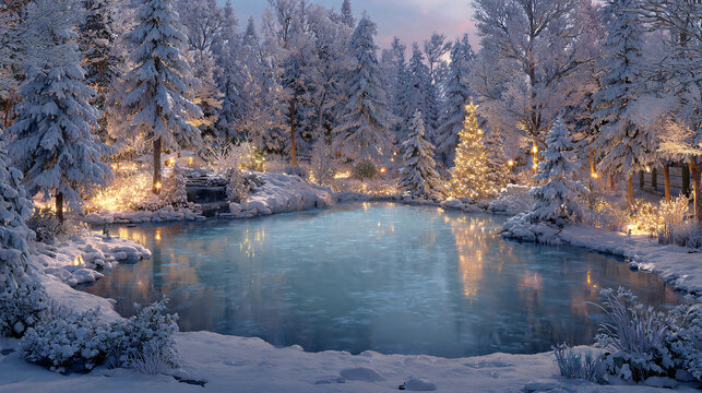 Christmas frozen pond  - Powered by Adobe