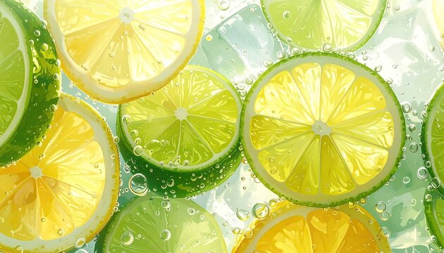 Citrus slices in bubbly, refreshing liquid