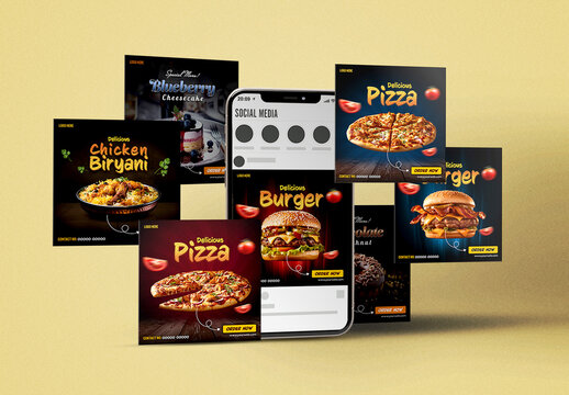 Mobile Social Media Posts, Editable Mockup Template.