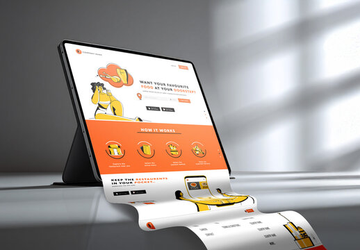  Long Scroll Website on Laptop, Editable Mockup Template.