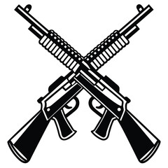 a rifle silhouette vector icon design with a white background	