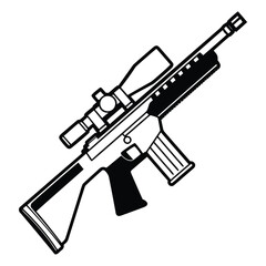 a rifle silhouette vector icon design with a white background	