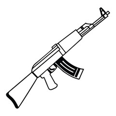 a rifle silhouette vector icon design with a white background	